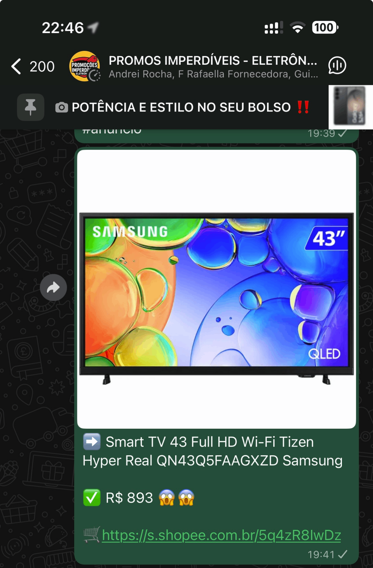 Oferta Smart TV 43” QLED na Magalu por R$ 823